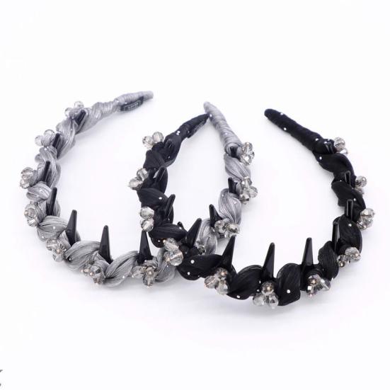 Women Headband Faux Crystal Decor Twist Cloth Hair Hoop Bright Color Lightweight Versatile Headband Hair Accessory