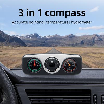 Car Compass Ornaments Decoration 3 In 1 Guide Ball Compass Hygrometer Thermometer For Auto Boat Vehicles Interior Accessories