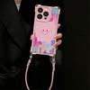 Smiley Face Is Suitable for Apple 13Pro Mobile Phone Case 17 Makeup Bracket 16 Cute 15p Leather Pattern 14 Lanyard Anti-drop Case