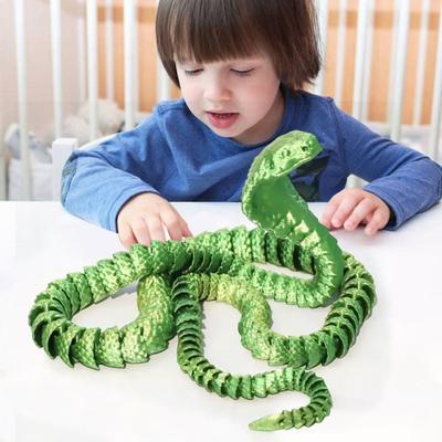 3D Printed Snake Figurine Movable Joints Snake Figure Articulated Animal Model Toy Home Office Bookshelf