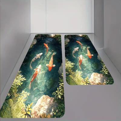 1Pcs Anti Fatigue Kitchen Rugs,Aquatic Life Print Waterproof Non-Slip Thick Cushioned Kitchen Mat Heavy Duty Comfort Standing Mat for Kitchen