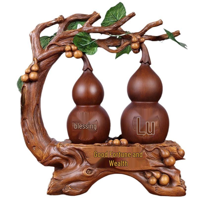 Prosperous Double Fortune Gourd Ornament for Living Room or Entrance Decoration