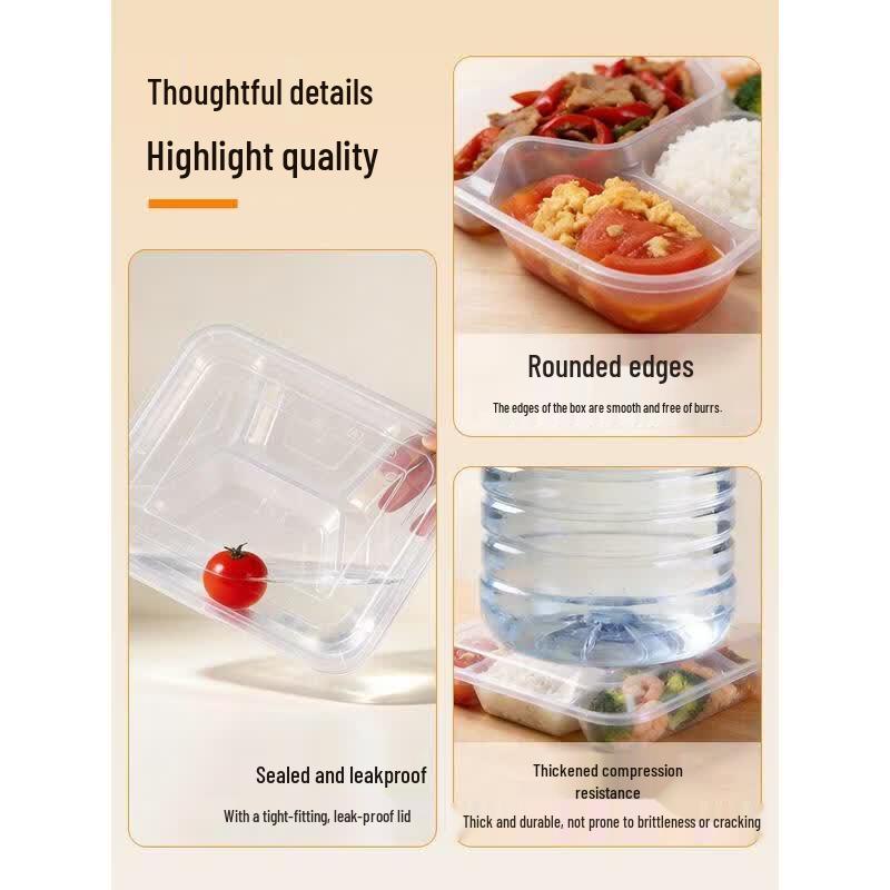 HANDUNYOU 3-Compartment Disposable Food Containers