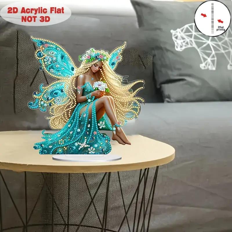

1 шт. 2D Пласка Чарівна Зелена Фея - Акрилова прикраса з підставкою, підходить для декорування робочих столів, спалень та офісів