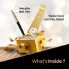 Cello Signature Rakshabandhan Gift Set with 1 Blue Ink Ball Pen & Golden Table Clock for Office & Home