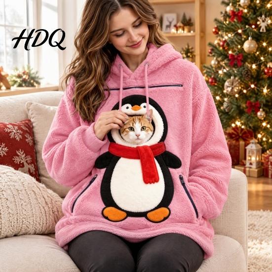 Zachte Polyester Draag Hoodie Pullover Kerst Huisdier Mannen Sweatshirt voor Vrouwen met Kangoeroe Vakantie Liefhebber