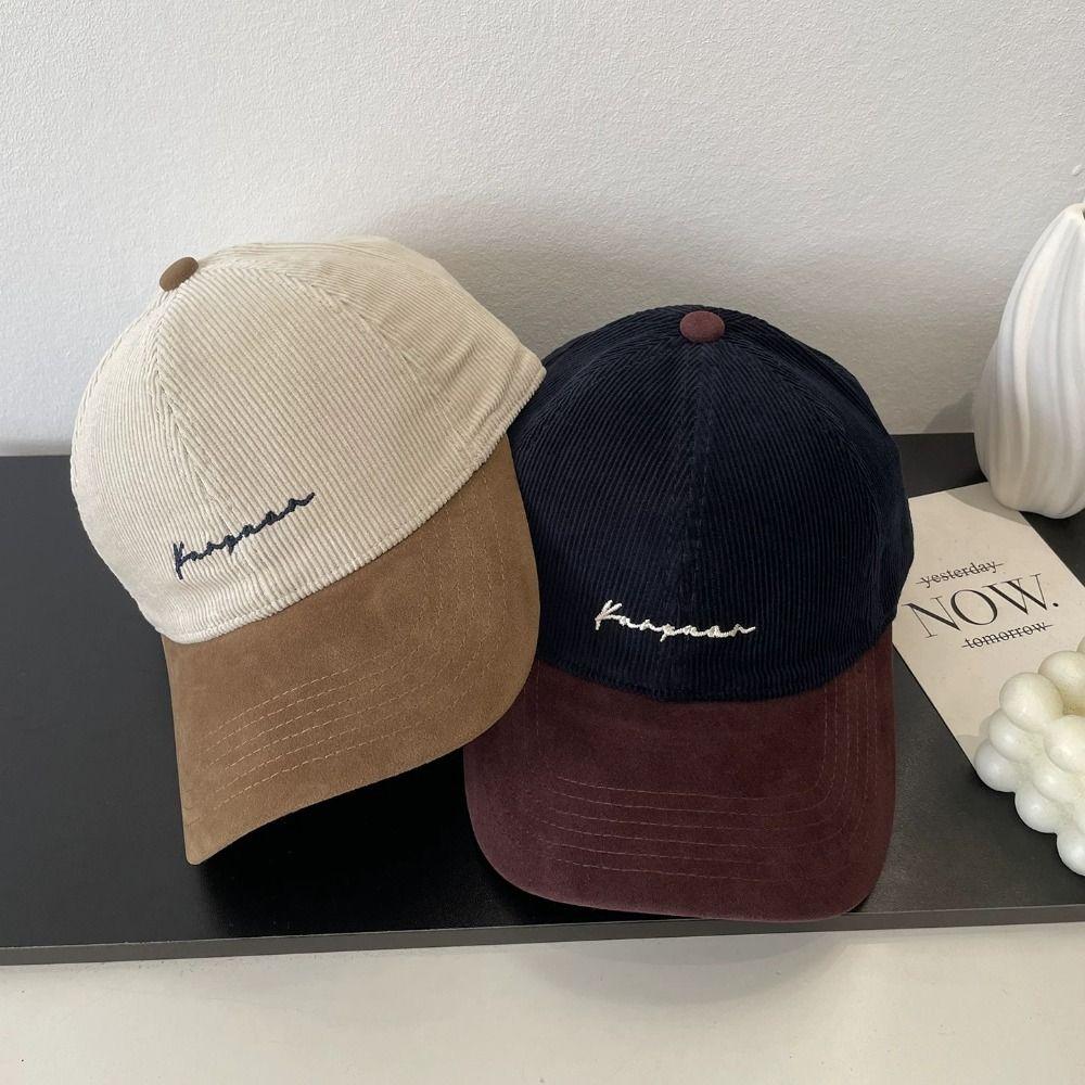 Embroidered Letter Baseball Hat Corduroy Breathable Travel Sunshade Hat Wide Brim Adjustable Outdoor Sport Hat Sun Protection