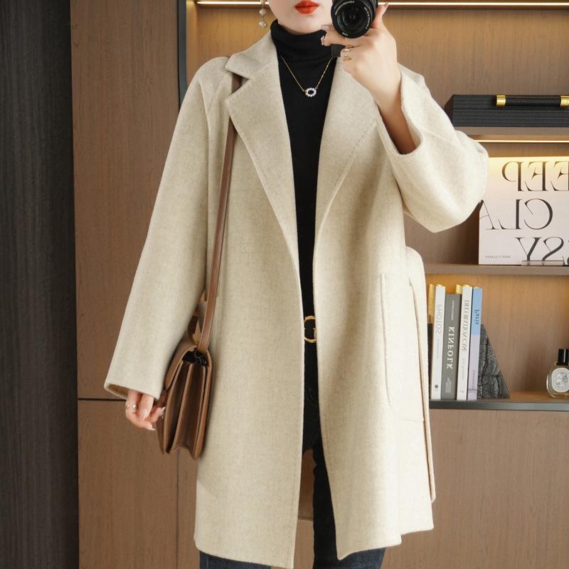High-End Double-Faced Wool Coat: Women's Loose-Fit Mid-Length 100% Wool Suit for Autumn/Winter Versatile Style