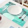 4/6/8Pcs Blue Watercolor Placemats Ink Droplet Design Cotton Linen Table Mat 30*45CM for Party Kitchen Wedding Dining Decoration