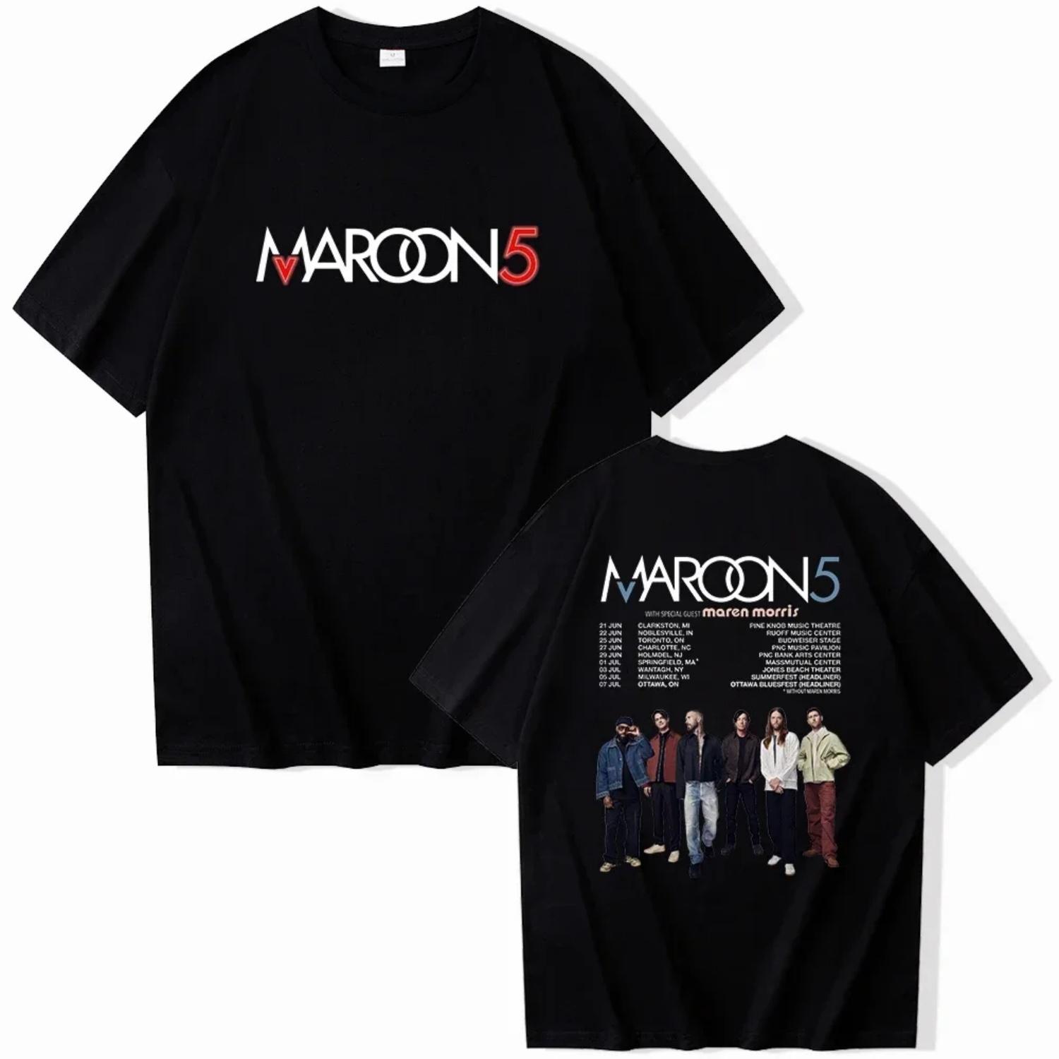 

Maroon 5 Cotton T-shirt O-Neck Short Sleeve Shirts Fans Gift S чёрный