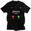 Custom Jesus Is Calling Christian T Shirts for Men Pure Cotton Tee Tops Religion Faith Tshirts ShortSleeve Tshirt Clothing