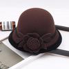 2022 Autumn And Winter Woolen Hat Women'S Casual Wide-Brimmed Top Hat, Flower Dome Fashion Hat