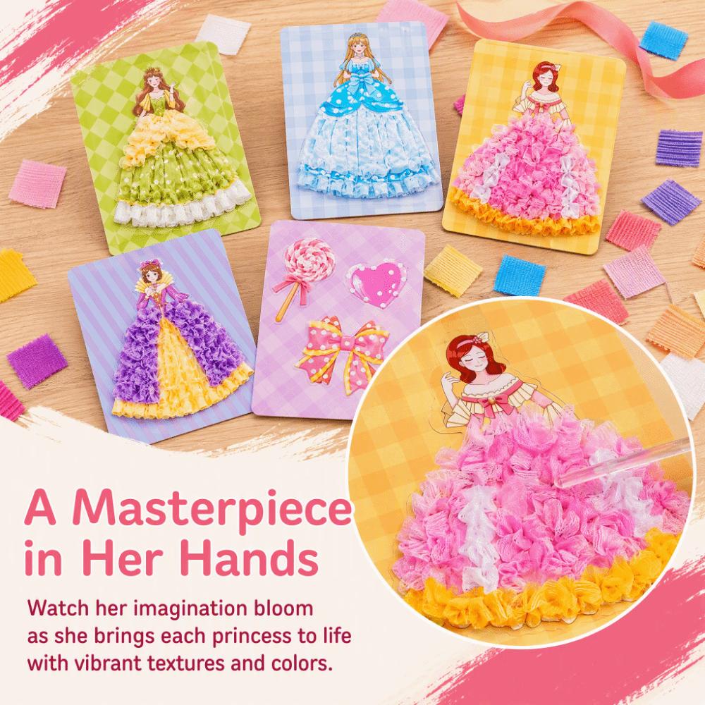 Handmade Princess Theme Poke Art Creative Dress Up Sticker Book Fabric Art Craze Poke Art For Girl