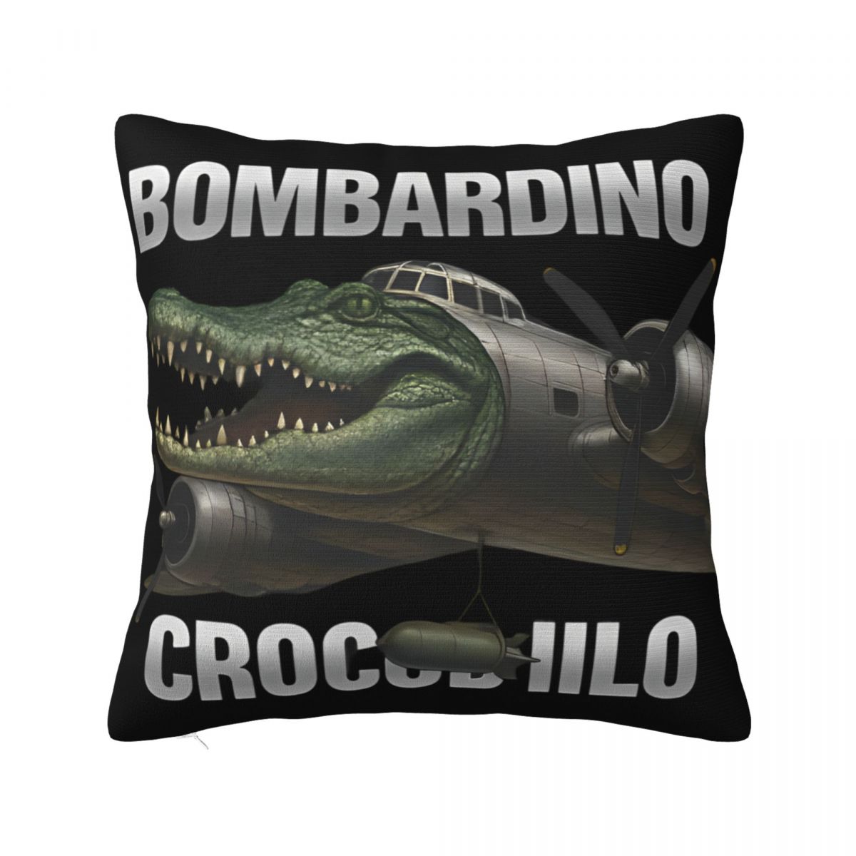 

Bombardiro Crocodilo Літак Мем Квадратні Наволочки Італійська Мозкова Гниль Наволочка для Подушки Вінтажна Декоративна Наволочка для Вітальні 50x50cm