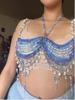 Handgefertigte blaue Perlen-Neckholder-Kette Mehrschichtige Sexy Hot Girl Tube Top West Strand Elegante Sexy Körperketten Schmuck