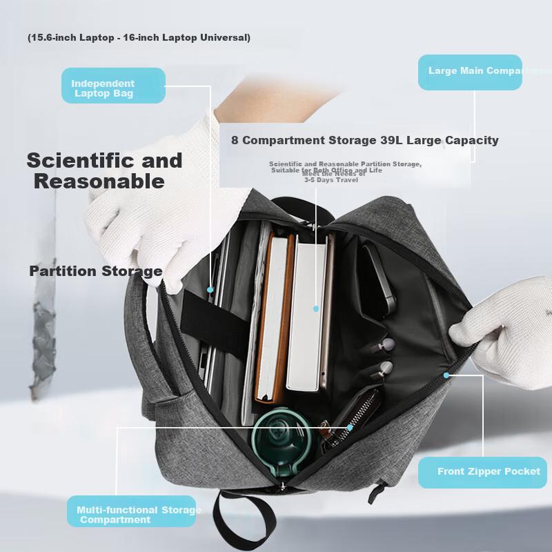 BRINCH Laptop Backpack for Men And Women, Business 15.6-Inch Large Capacity Travel Computer Bag for Work Trips