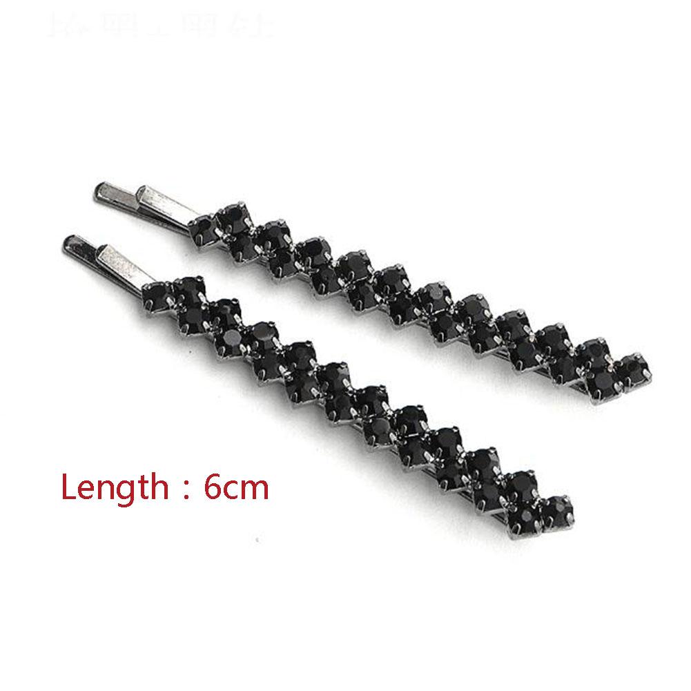 Shiny Rhinestone Metal Hair Clips For Women Fashion Simple Black Silver Color Hairpins Girls Hairgrips Jewelry Hair Accessories