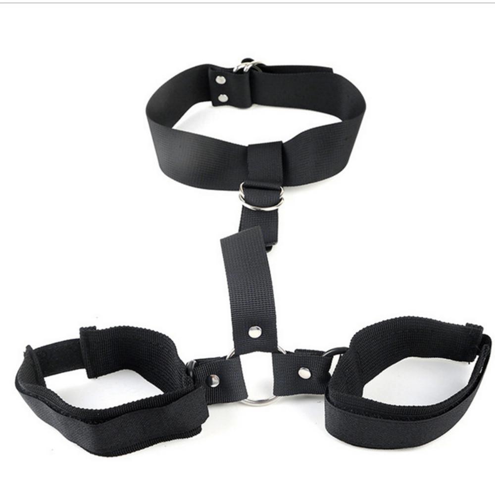 Neck To Wrist Restraints Kit  Sexy Women BDSM Fetish Behind Back Handcuffs Collar Adjustable Bondage Set Couple SM Sex Game Tool