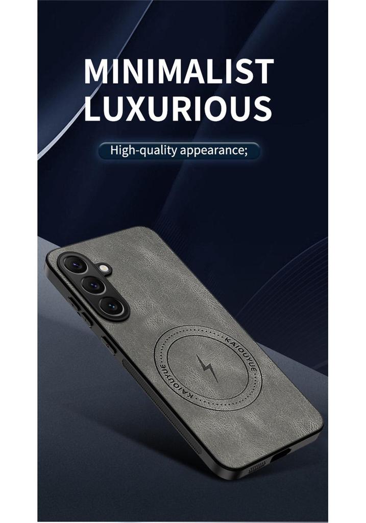 Samsung Galaxy S26/S26 Plus/S26 Ultra Nappa Leather Case with Magnetic and Full Coverage Drop Protection