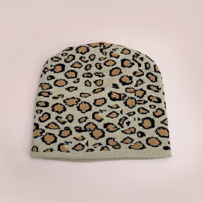 Retro Leopard Speckles Wool Knitted Hats Autumn And Winter Personal Warm Ins Versatile Hip Hop Fashion Y2K Niche Street Beanies