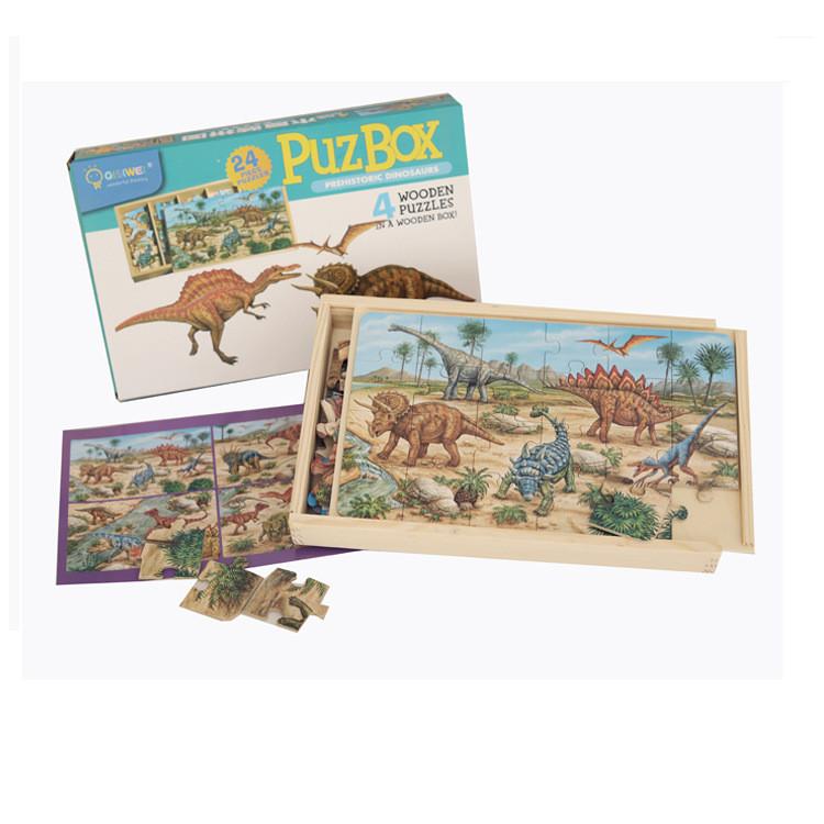 

Wooden Puzzle Set With Fourinone Transport And Dinosaur Themes For Kids Learning And Play Dinosaur