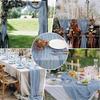 Dusty Blue Gauze Boho Table Runner Rustic Semi Sheer Fabric Cheese Cloth Table Runner Birthday Party Wedding Bridal Shower Decor