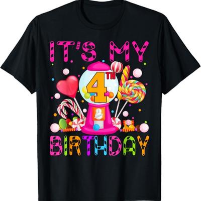 Its My 4th Birthday Candy Candyland Birthday Girl 4 Year Old T-Shirt
