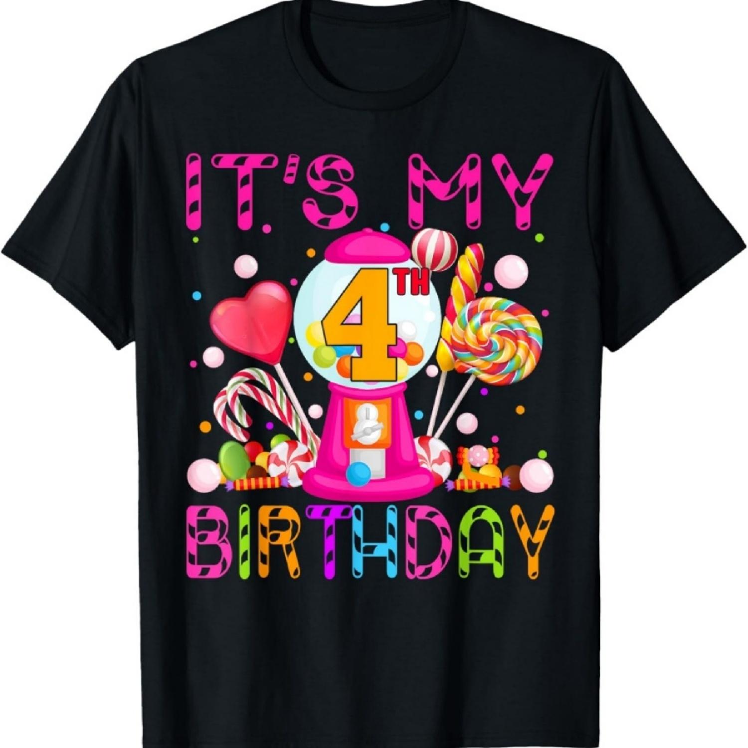

Its My 4th Birthday Candy Candyland Birthday Girl 4 Year Old T-Shirt XXXXXL чорний