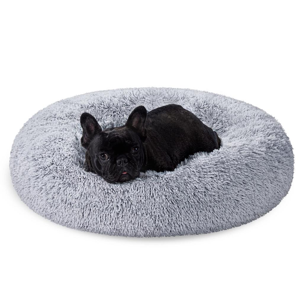 FEANDREA Waschbares Hundeplüschbett mit niedlichem Donut-Design für kleine bis mittelgroße Hunde, Kaltwetter 70x70x20cm Bett, Warm, Rutschfestes Kissen, Form,