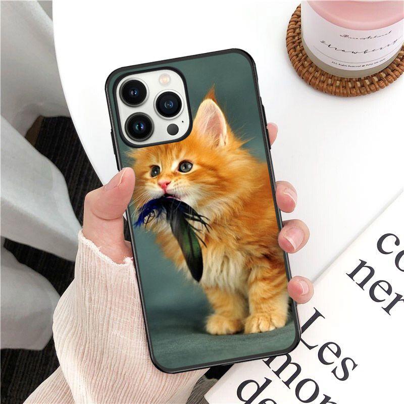 

М який чохол для телефону з котом мейн кун для iphone 14pro 11pro 12 13pro max 5s 6s xs 7 8plus SE xr 12mini Coque Cases Iphone 14PRO MAX