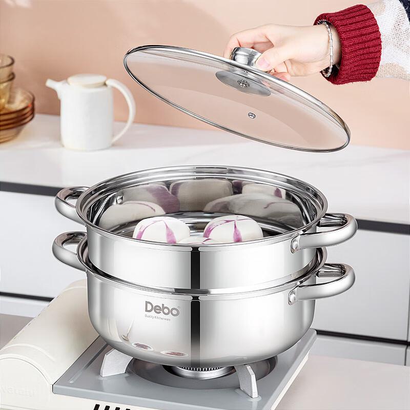 Debo Luo Sen 28cm 304 Stainless Steel Double Layer Steamer Soup Pot
