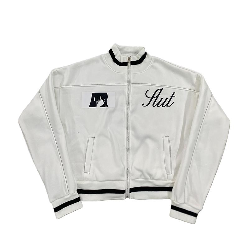 Korean Cartoon Long Sleeved Baseball Jacket for Girls Kawaii Street Jacket Personalized Zipper Cardigan Anime Autumn