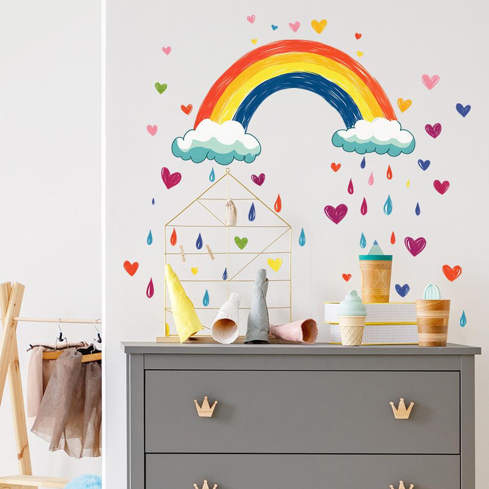 Creative Rainbow Love Clouds Bedroom Living Room Home Background Beautification Decoration Wall Stickers