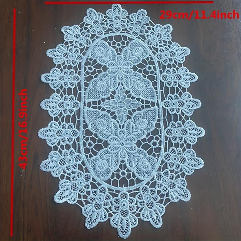 Oval Flowers Embroidery White Bed Table Runner Flag Cloth Cover Kitchen Wedding Christmas Table Decoration and Accessories