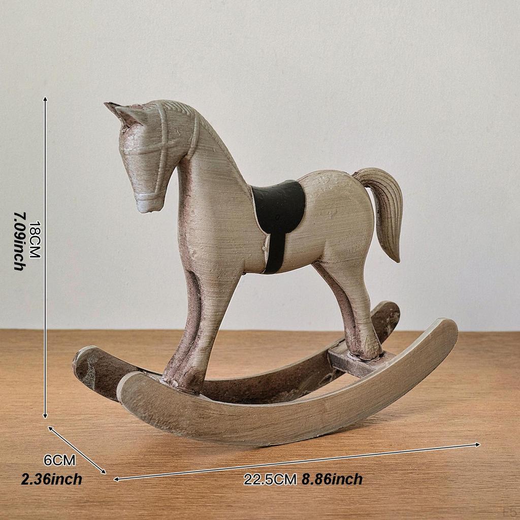 Figurilla Decorativa de Caballo Mecedora de Madera, Escultura de Animal para Colocar en un Escritorio o en la Sala de Estar.