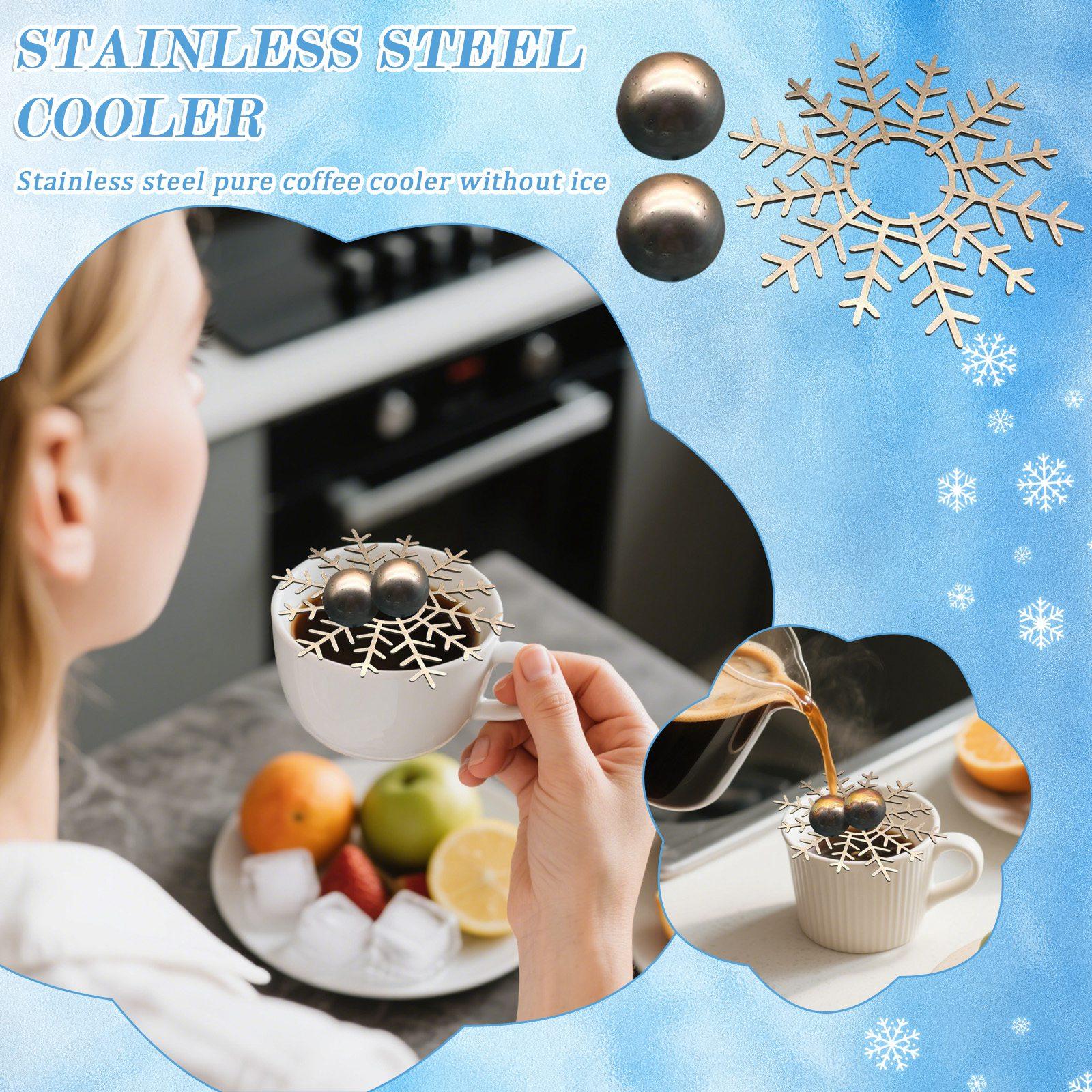 

2x Stainless Steel Balls 1x Stainless Steel Snowflake Set, Whiskey Vodka Stone Metal Cubes, Instant Drip Coffee Chilled Stone Beer Wine Cooler B One Size