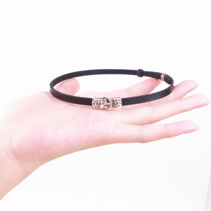 Minimal Black Belt Buckle PU Choker, Korean Versatile Short Neck Collar for Women