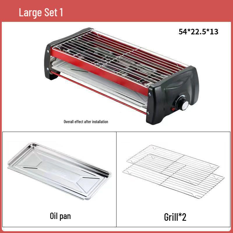 Smokeless Electric BBQ Grill & Roaster - Double Layer Griddle, Grill Pan, and Charcoal Rack