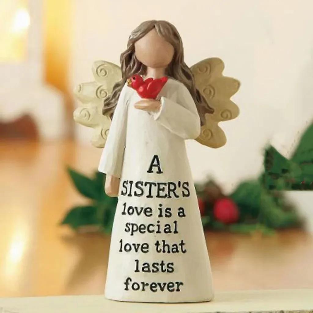 Figurine Celebrating Friendship Room Home Decor Resin Angel Statue Sister Friend Decoration Valentines Day Gift