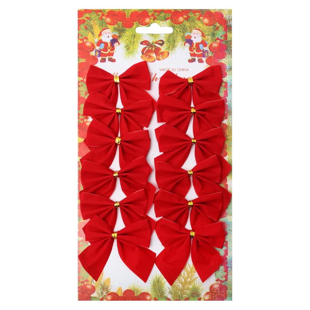 12Pcs Christmas Bow Tie Ornaments Christmas Tree Pendants Gift Bag Decoration New Year Christmas Wedding Handmade Festival Tie