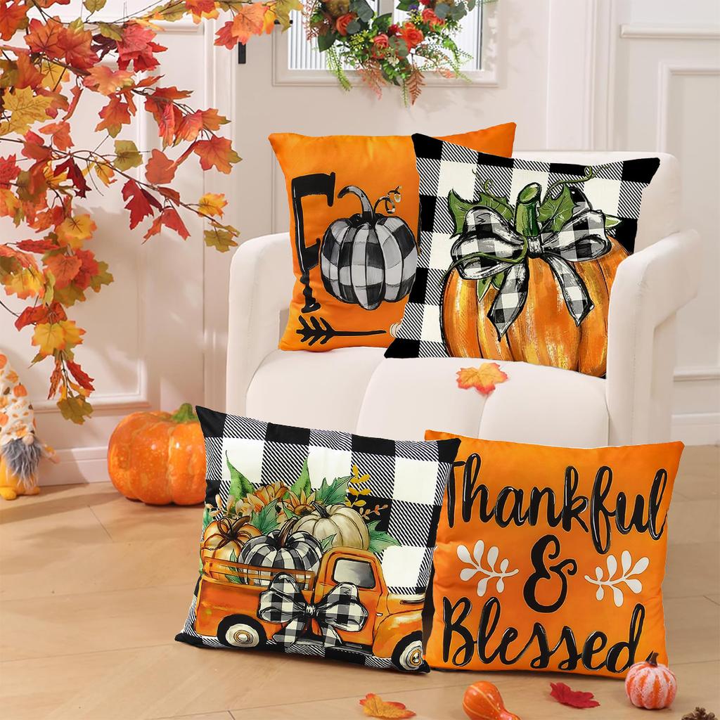 Autumn Maple Leaf Pillow Case Fall Maple Leaf Pumpkin Pillow Case Cover Thanksgiving Day Decoration Pillowcase Autumn Pillow
