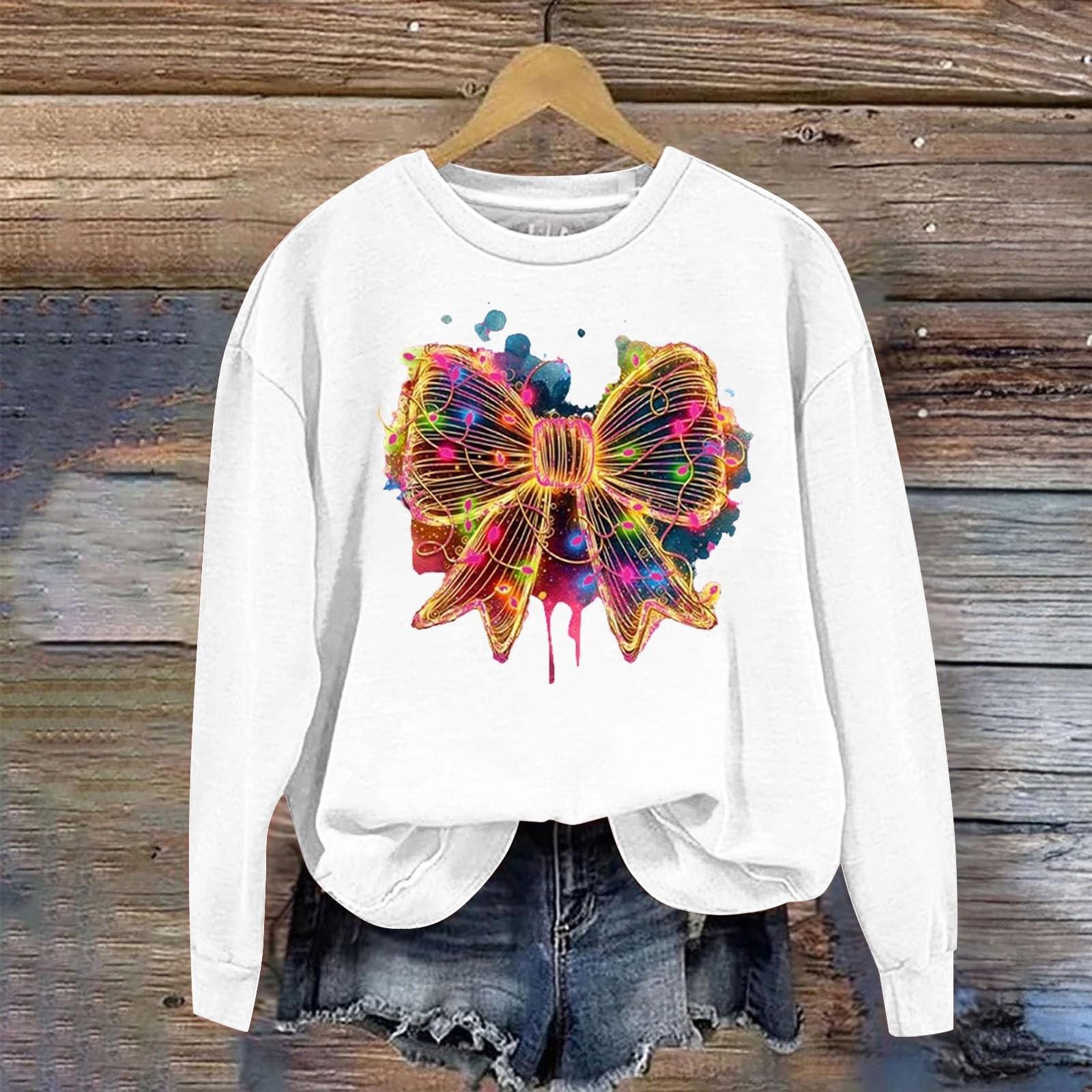 

Женская модная рождественская принтованная толстовка с длинным рукавом и круглым вырезом XXXL белый