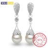 925 Sterling Silver Pearl Jewelry Natural Freshwater Pearl Drop Earrings For Women Silver Wedding Dangle Earring