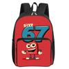 Colorful Number 67 Print Square Front Pocket Backpack Large Capacity for Boy/Girls Best Gift 2D Cartoon Children's School Bag