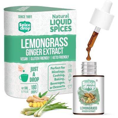 Spice Drop Lemongrass Ginger Natural Extract | Best Used For Herbal Tea, Soups, Shakes, and Beverages | Drop And Stir | Non-GMO | 5 ML