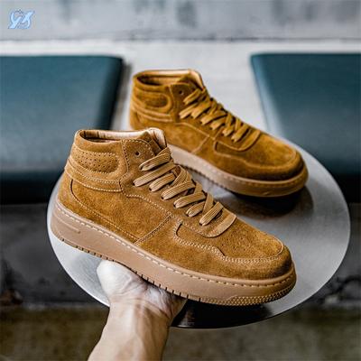 Men's Shoes Spring New Versatile Sports Casual Shoes Men's Leather Board Shoes Retro Mid-top Martin Boots