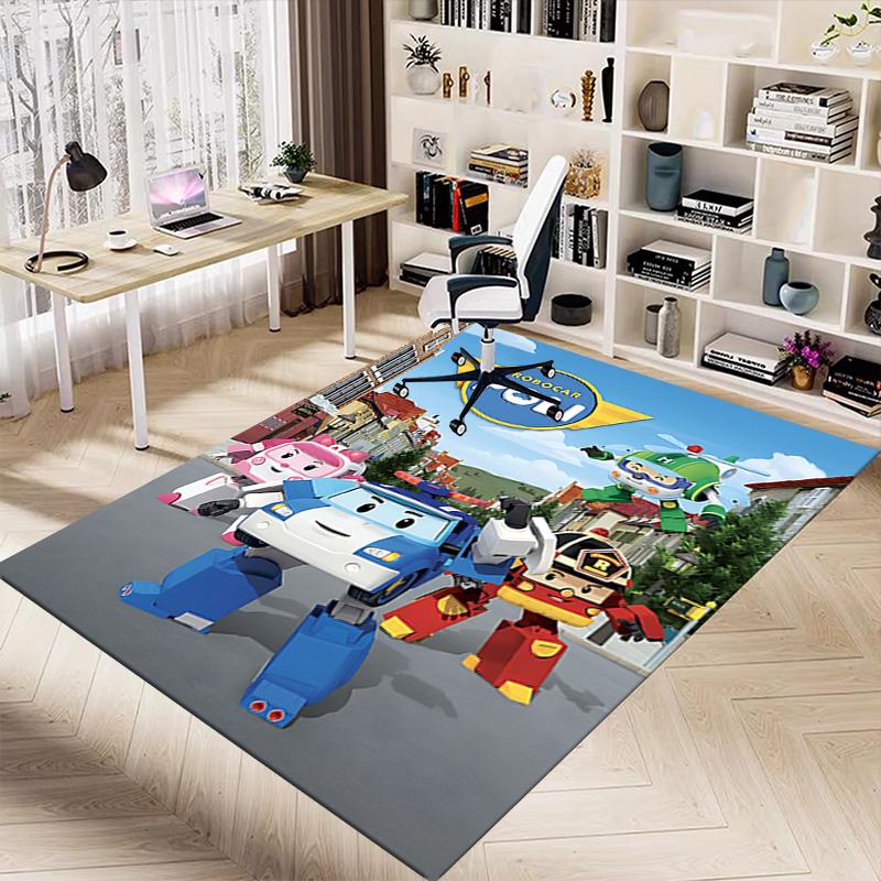 1pc Robotic Friends Adventure Carpet for Playroom Bedroom Living Room Sofa Home Decor,kids Game Area Rug Non-slip Floor Mat Y730157