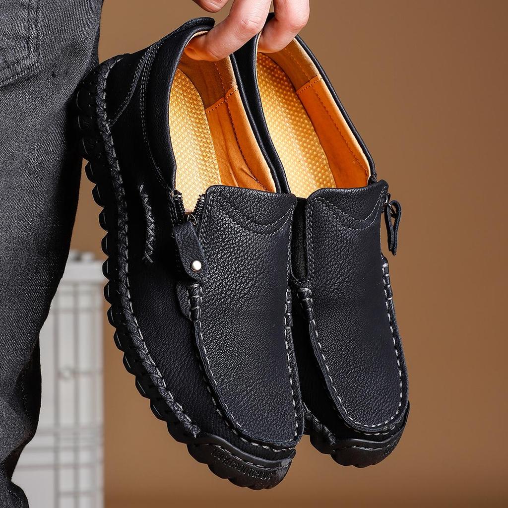 Ręcznie robione męskie buty casualowe z zamszu, wygodne i oddychające mokasyny, męskie buty biznesowe płaskie, buty do jazdy