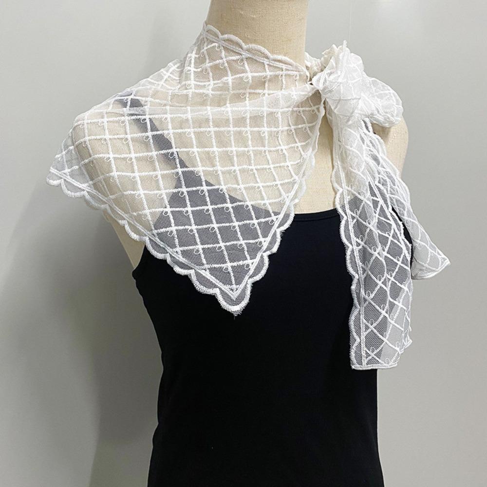 Translucence Lace Neck Guard Scarf Embroidery Flower Protect Neck Scarf Fake Collar Shawl  Female