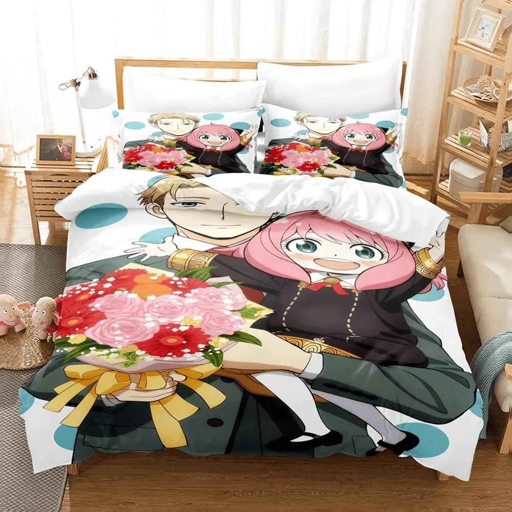 Anime Spy X Family Anya Bedding Set Suite Bedroom Bedding Cover Single and Double King Size Quilt Cover Home Textiles 2/3pcs